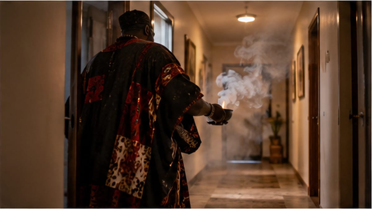 Fumigation du couloir d'une maison